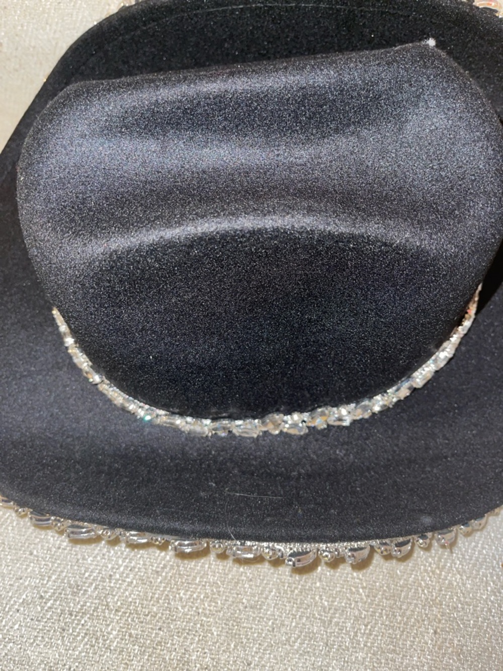 Brand new Women’s Cowgirl rhinestone Black Felt Fedora hat - Picture 4 of 4